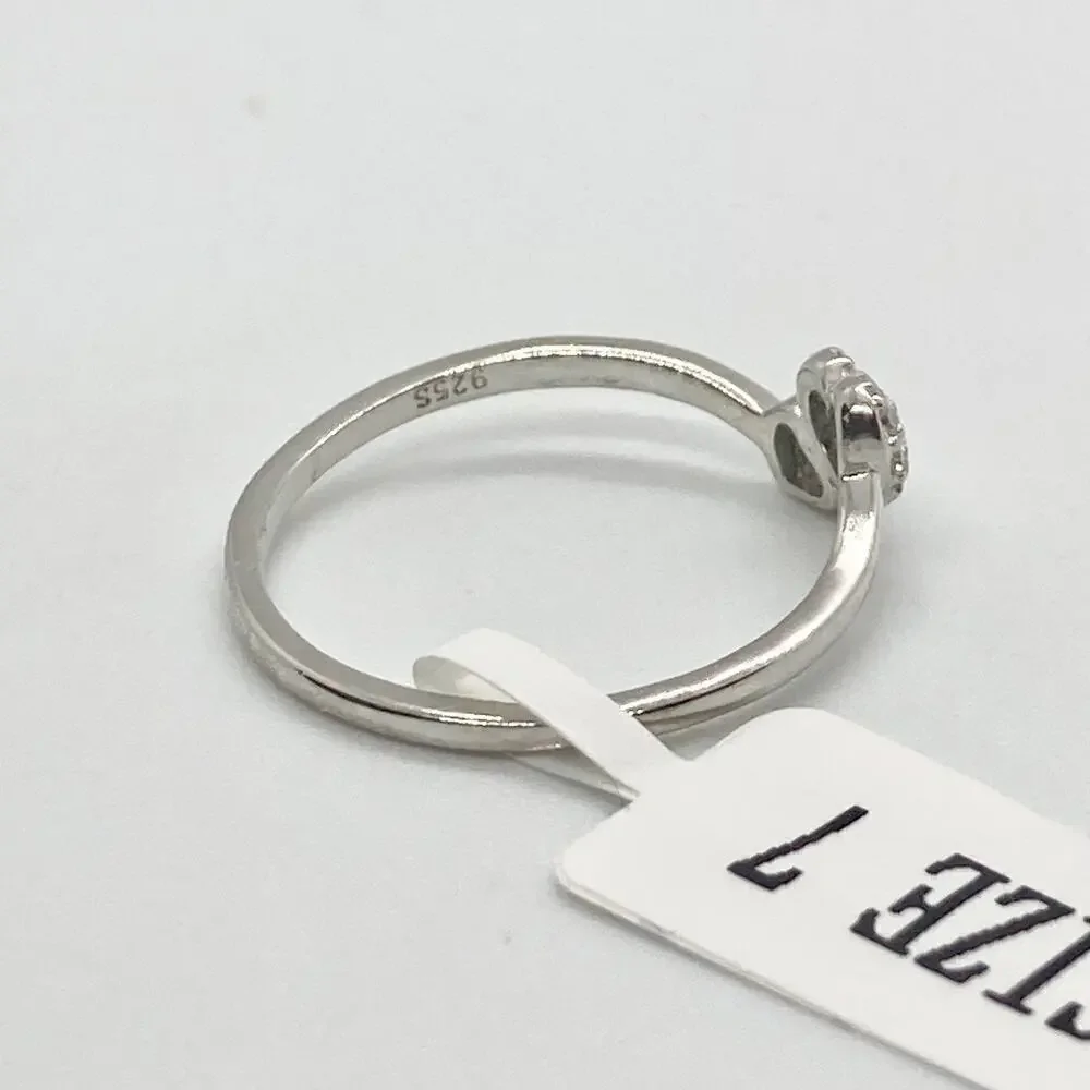 Size 7 Double Heart CZ 925 Ring